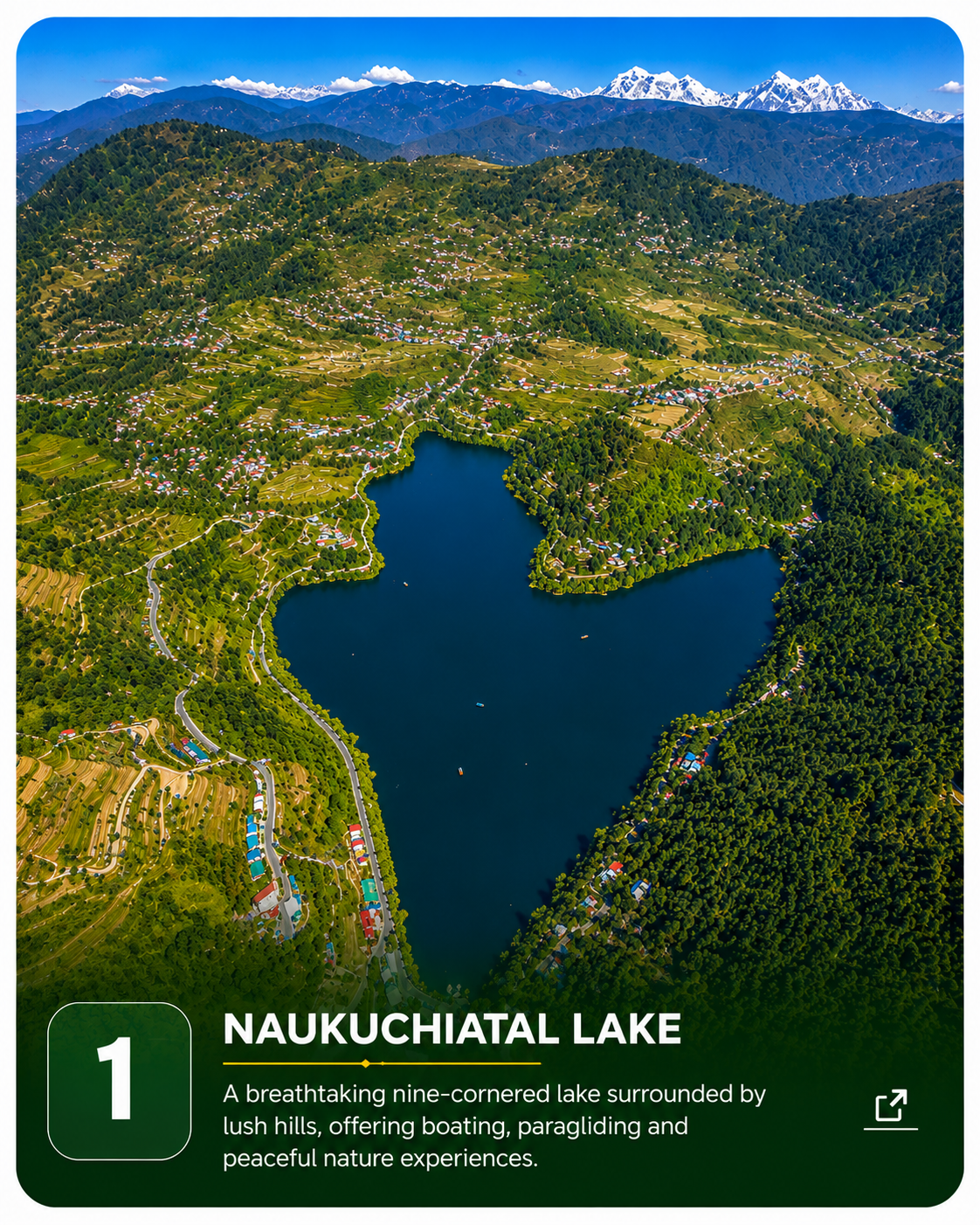 Naukuchiatal Lake viewpoint and scenic lake view